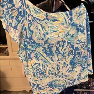 Lilly Pulitzer Blue and Yellow Seashell Top